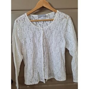Modern Soul Eyelet Lace Button Up Shirt White